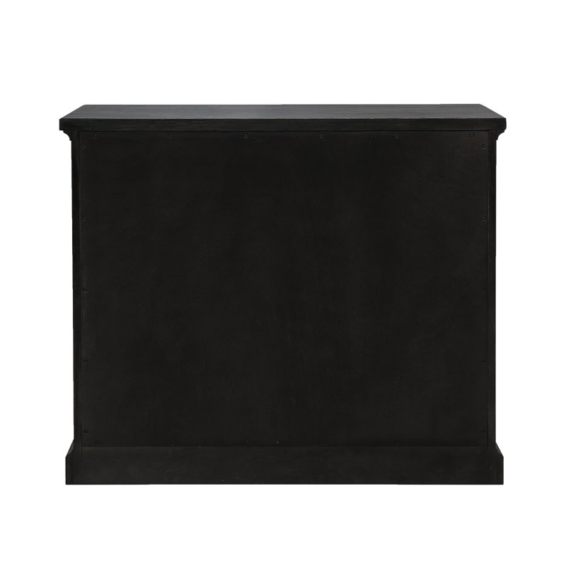Black Rustic 3-Drawer Rubberwood Accent Chest