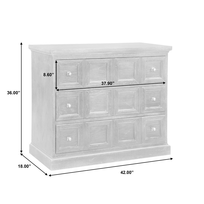 Black Rustic 3-Drawer Rubberwood Accent Chest