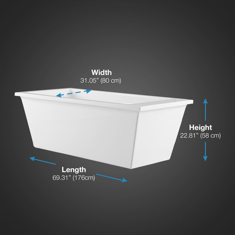 Hudson 69'' White Acrylic Freestanding Soaking Bathtub
