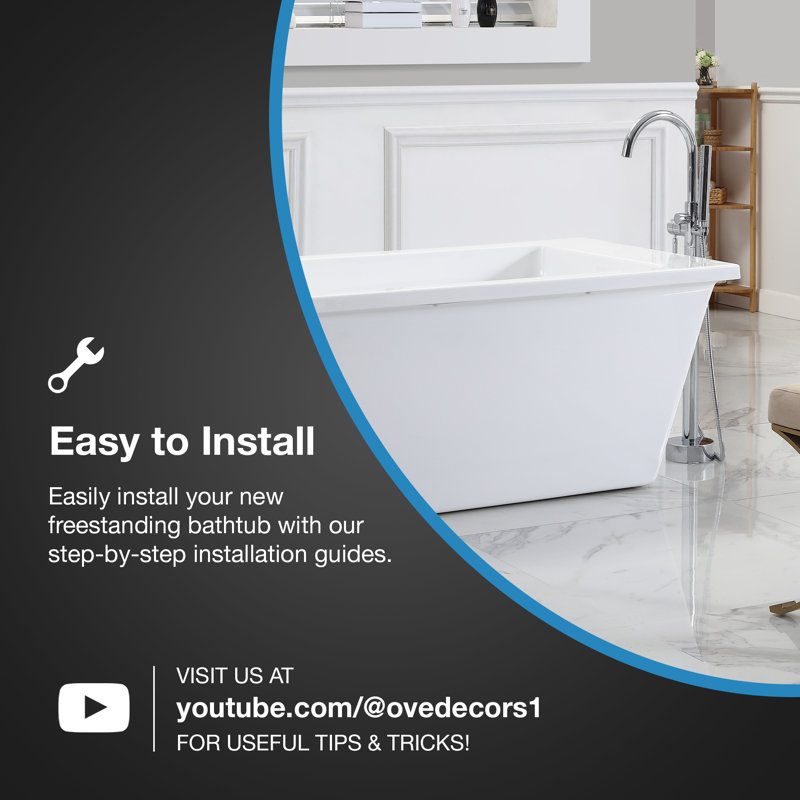 Hudson 69'' White Acrylic Freestanding Soaking Bathtub