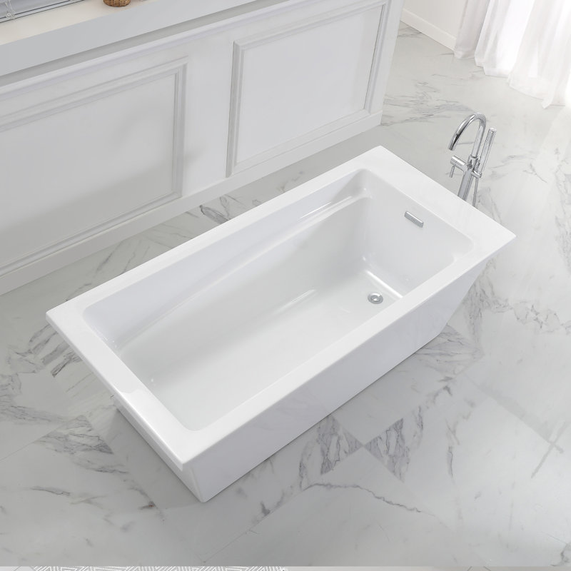 Hudson 69'' White Acrylic Freestanding Soaking Bathtub