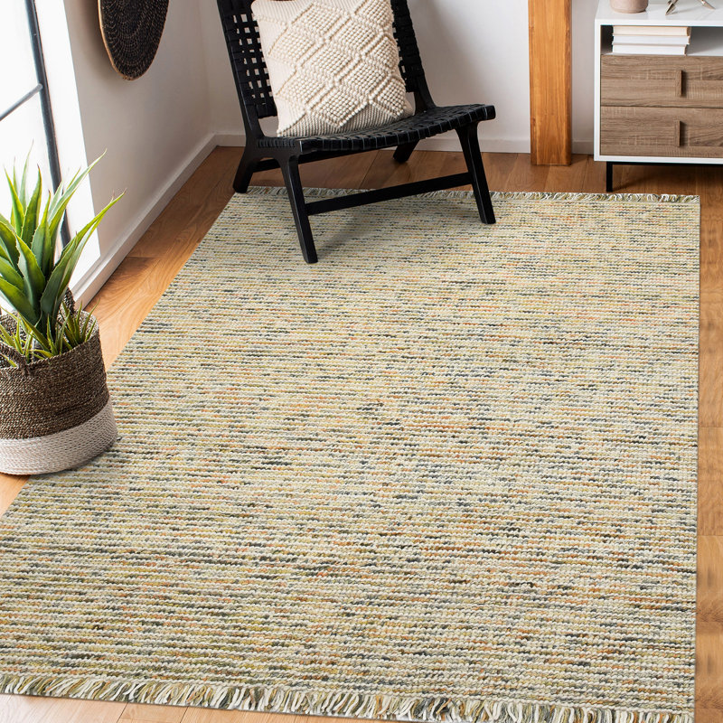 Handmade 5' x 7' Orange Stripe Wool Area Rug