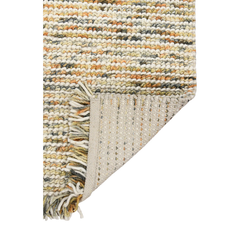 Handmade 5' x 7' Orange Stripe Wool Area Rug