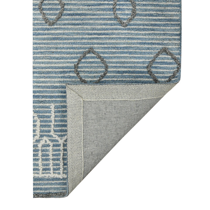 Handmade Tufted Blue Wool Scatter Rug 2' x 3'
