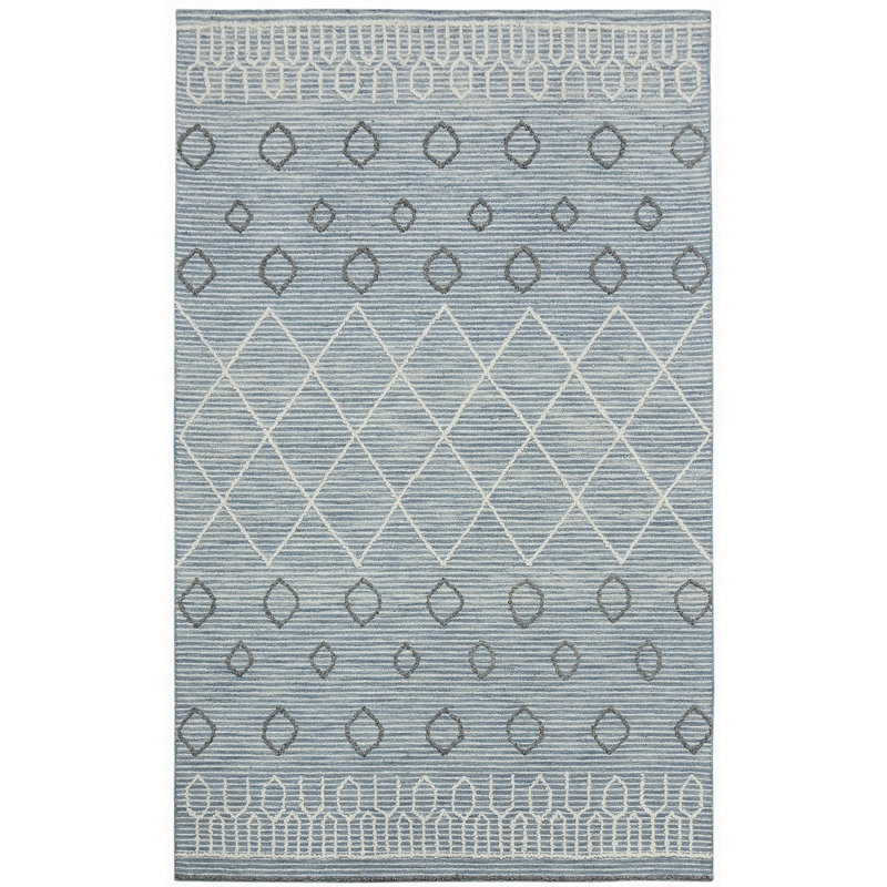 Handmade Tufted Blue Wool Scatter Rug 2' x 3'