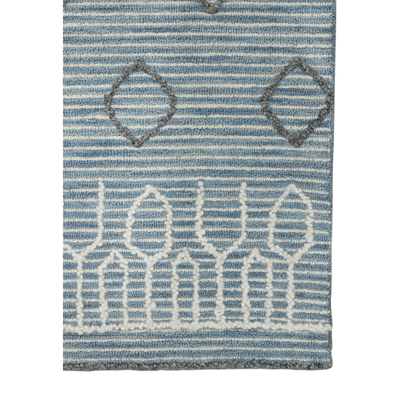 Handmade Tufted Blue Wool Scatter Rug 2' x 3'