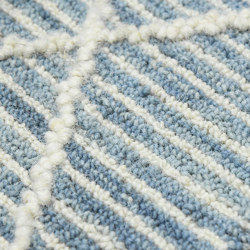 Handmade Tufted Blue Wool Scatter Rug 2' x 3'