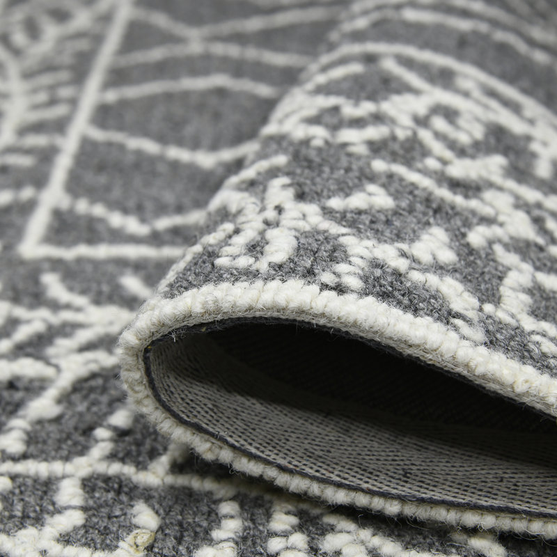 Amer Elegance Dark Gray Tufted Wool 9'x13' Handmade Area Rug