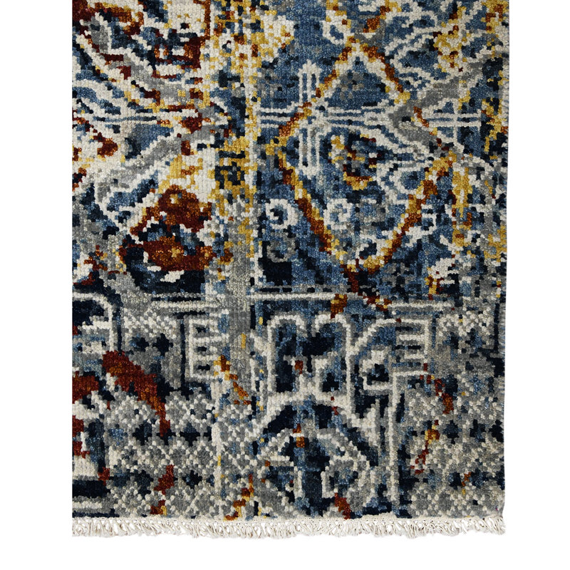 Bristol Blue Hand-Knotted Wool 2' x 3' Area Rug