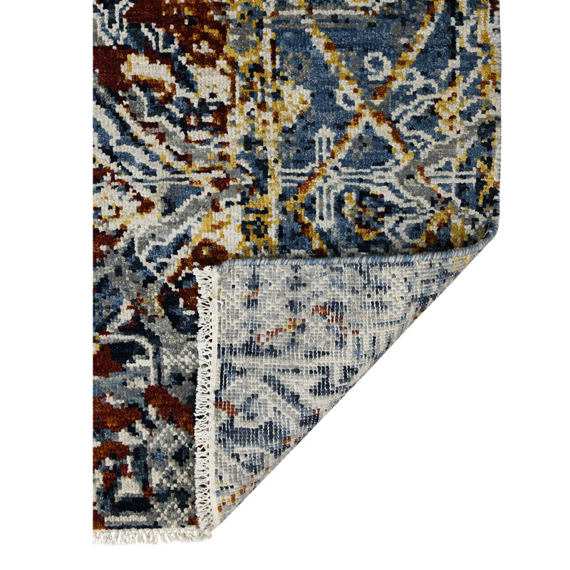 Bristol Blue Hand-Knotted Wool 2' x 3' Area Rug