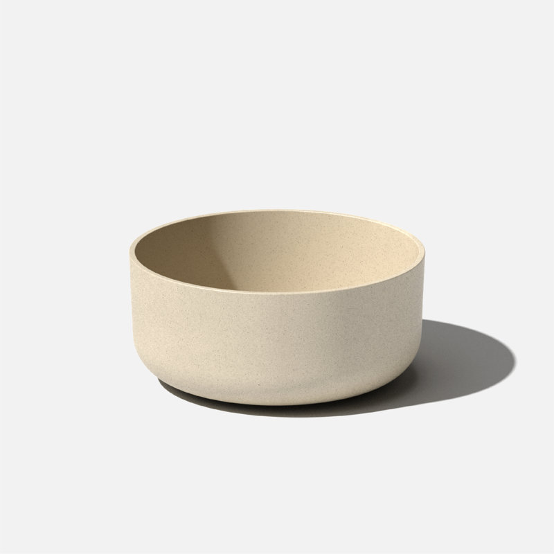Sand 14-Inch Round Plastic-Stone Outdoor Planter