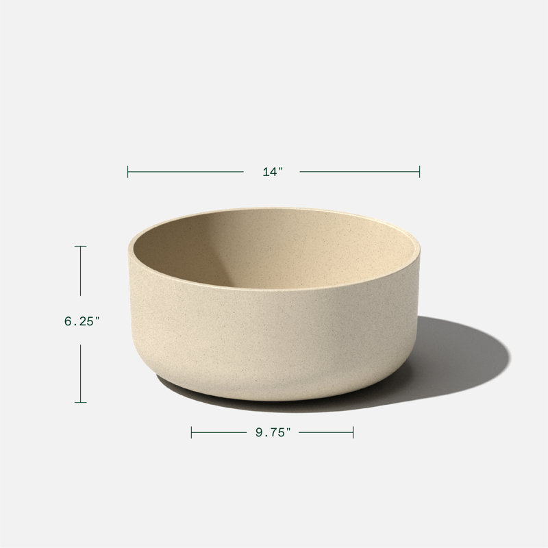 Sand 14-Inch Round Plastic-Stone Outdoor Planter