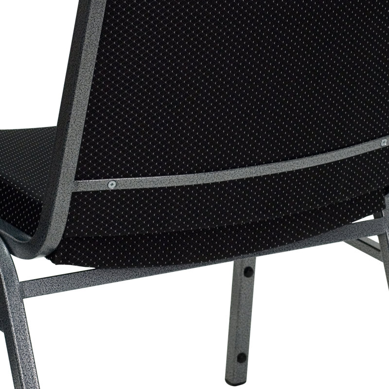 Contemporary Black Fabric & Silver Metal Stackable Chair Duo