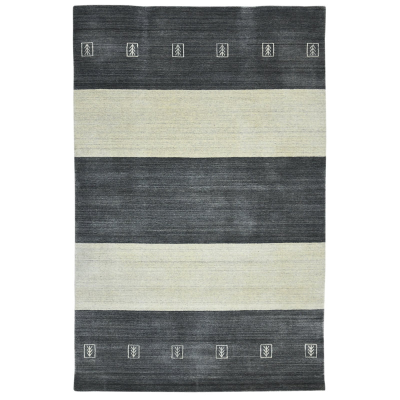 Handmade Gray Stripe Wool Viscose 4' x 6' Area Rug