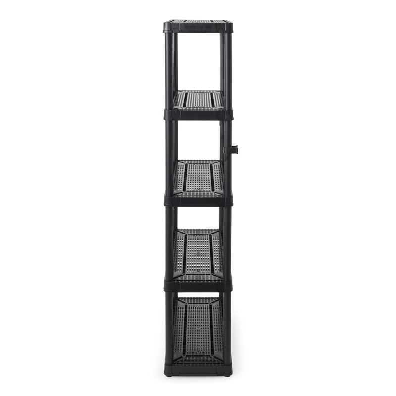 Sleek 5-Shelf Black Plastic Ventilated Storage Organizer, 32"x14"