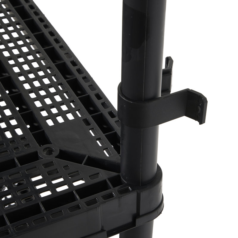 Sleek 5-Shelf Black Plastic Ventilated Storage Organizer, 32"x14"