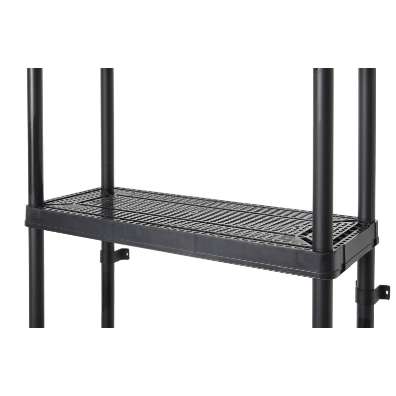 Sleek 5-Shelf Black Plastic Ventilated Storage Organizer, 32"x14"
