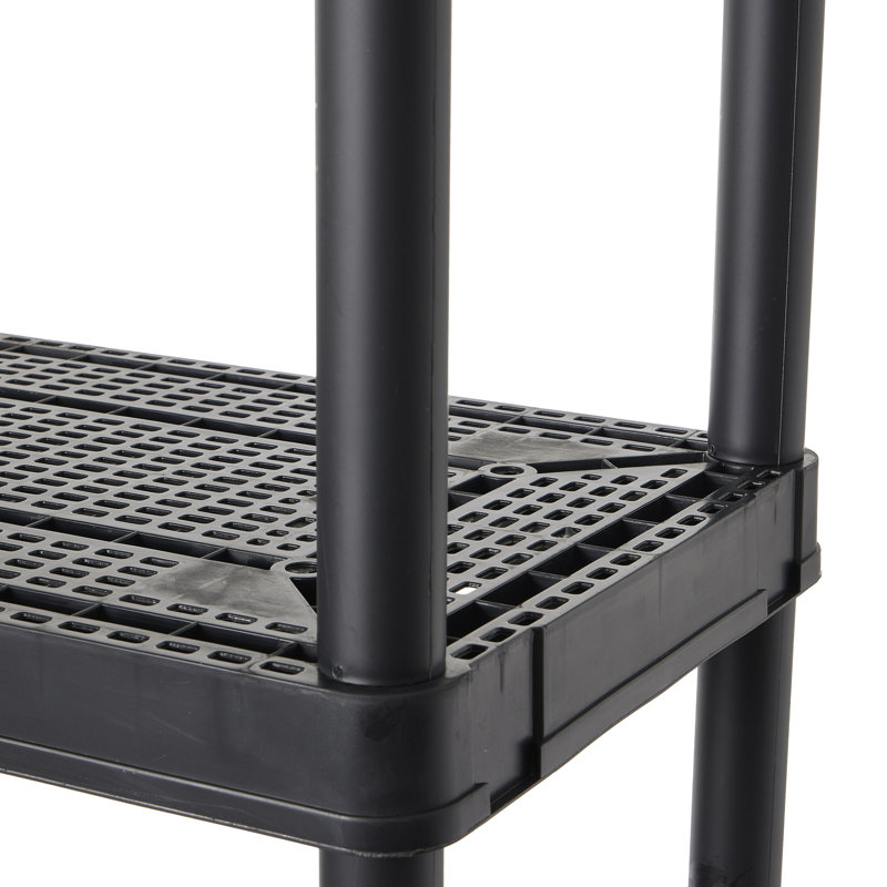 Sleek 5-Shelf Black Plastic Ventilated Storage Organizer, 32"x14"