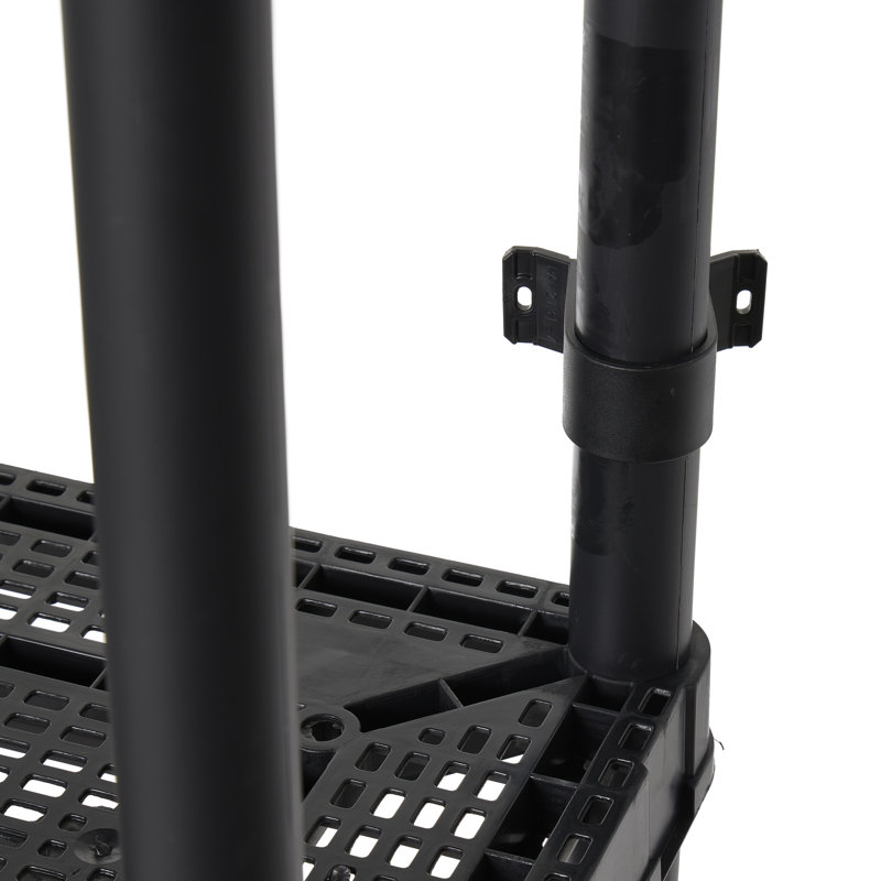 Sleek 5-Shelf Black Plastic Ventilated Storage Organizer, 32"x14"