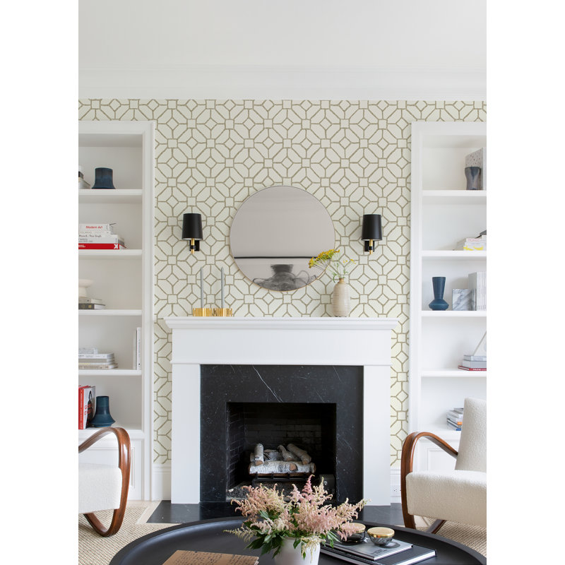 Addis Beige Geometric Trellis Non-Pasted Wallpaper