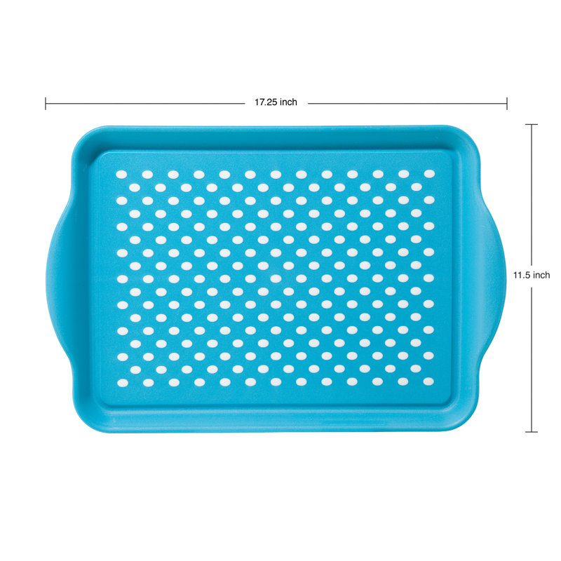 Aqua Blue Non-Skid Rubber Grip Serving Tray