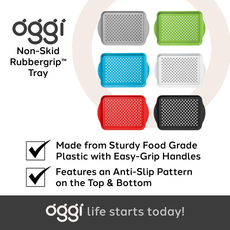 Aqua Blue Non-Skid Rubber Grip Serving Tray