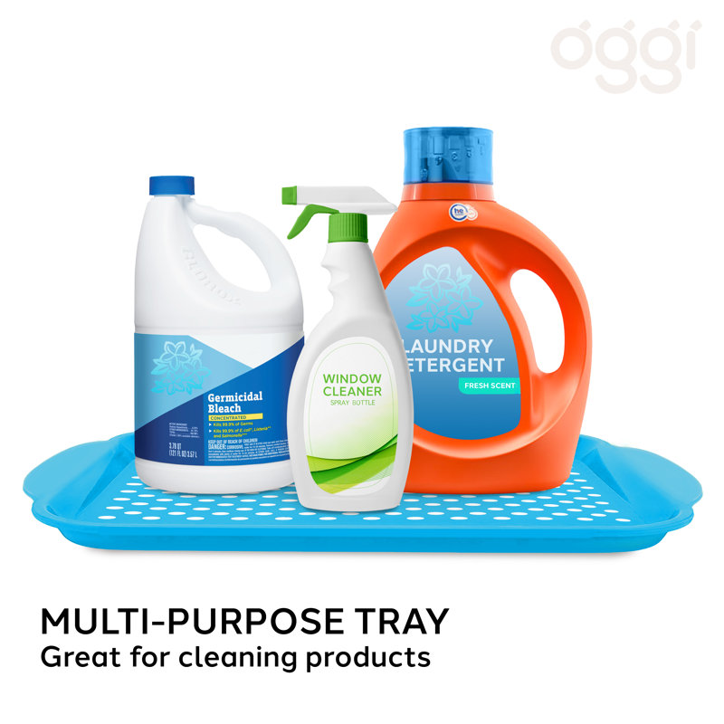 Aqua Blue Non-Skid Rubber Grip Serving Tray