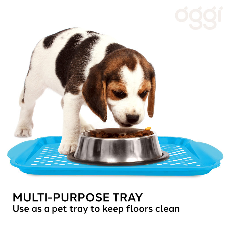 Aqua Blue Non-Skid Rubber Grip Serving Tray