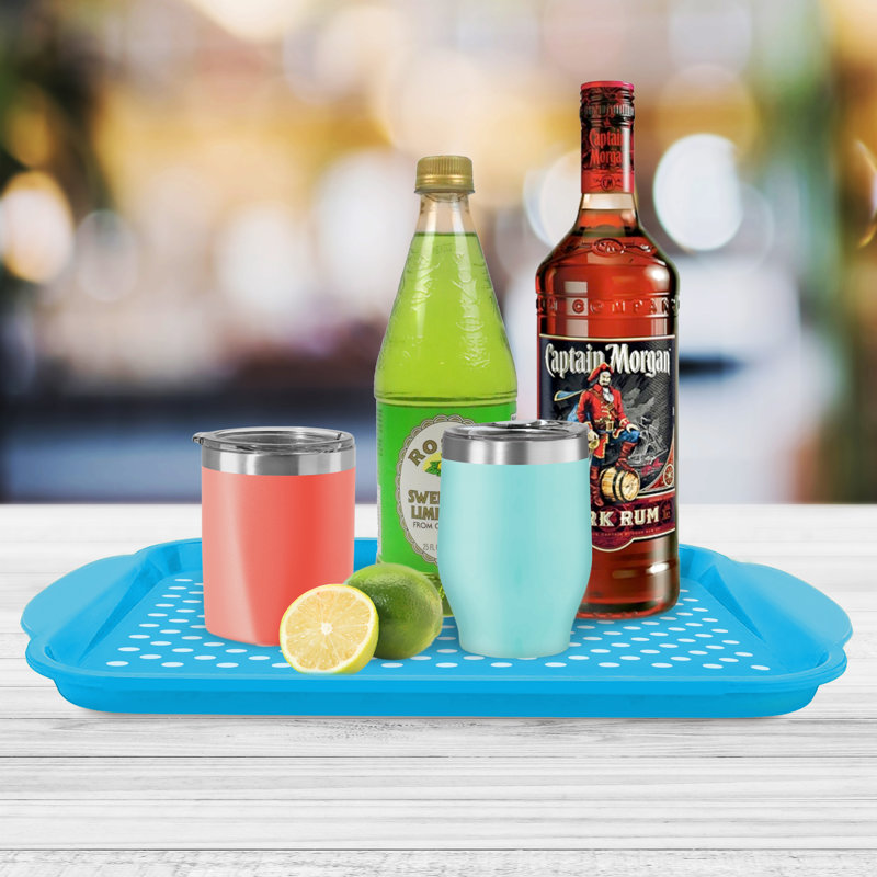 Aqua Blue Non-Skid Rubber Grip Serving Tray