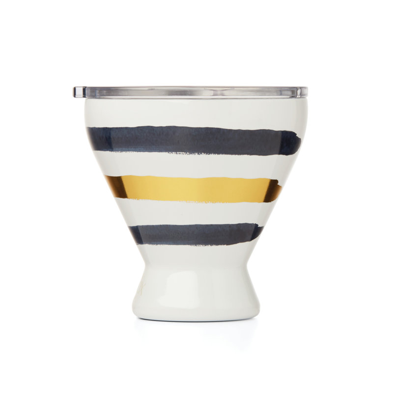 Blue Bay Stripe Pattern Stainless Steel Cocktail Tumbler with Clear Lid