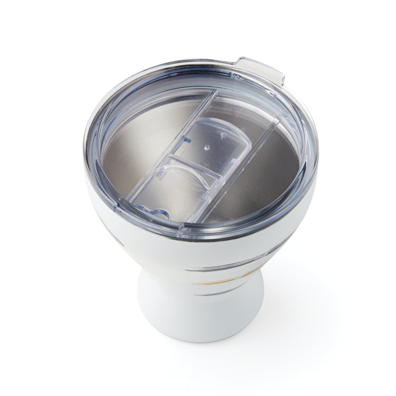 Blue Bay Stripe Pattern Stainless Steel Cocktail Tumbler with Clear Lid