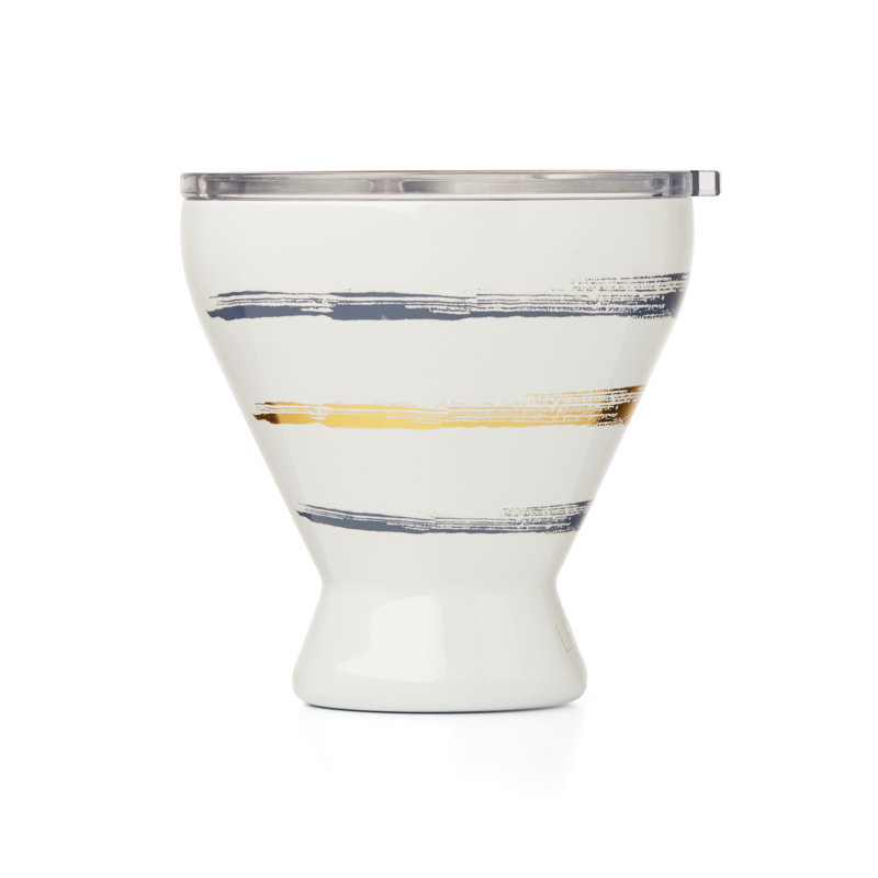 Blue Bay Stripe Pattern Stainless Steel Cocktail Tumbler with Clear Lid
