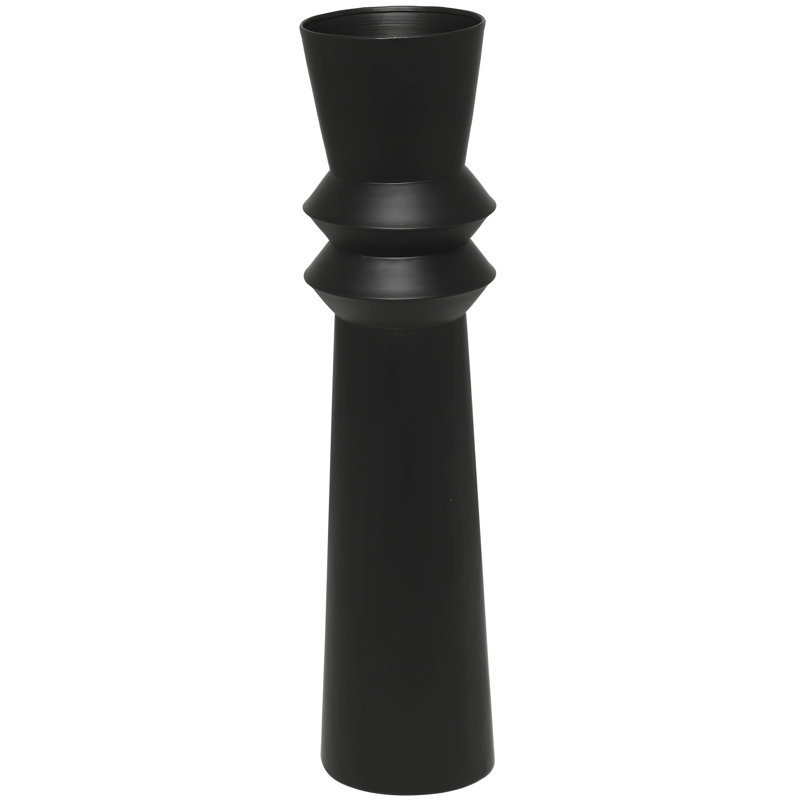 Tall Black Metal Trumpet Floor Vase