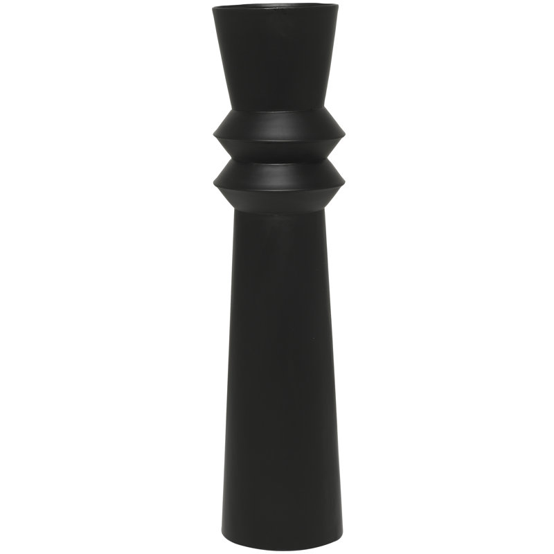 Tall Black Metal Trumpet Floor Vase