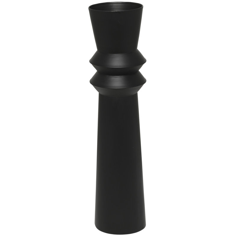 Tall Black Metal Trumpet Floor Vase