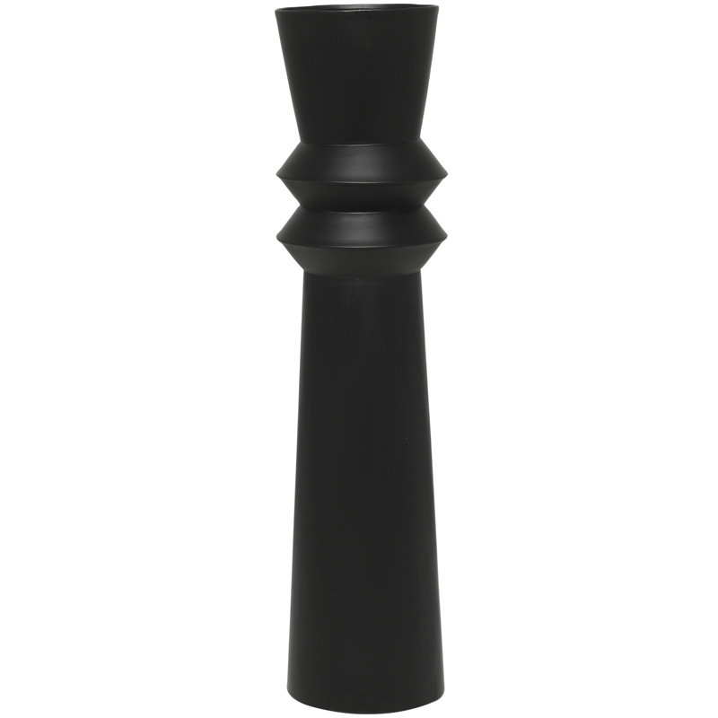 Tall Black Metal Trumpet Floor Vase