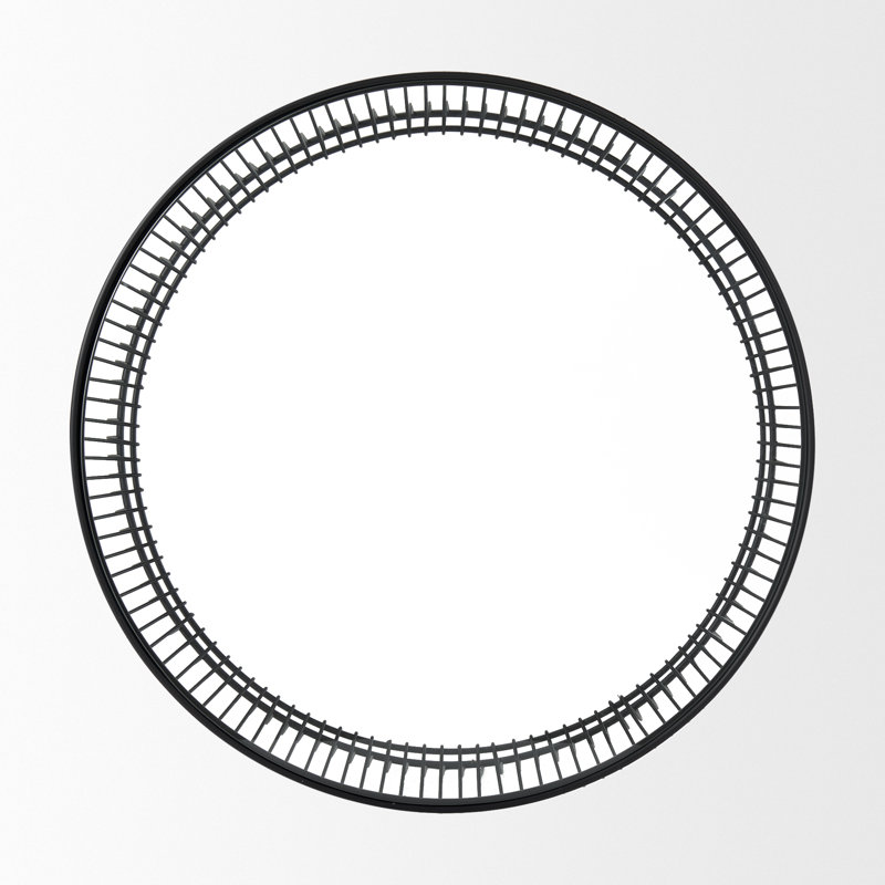 Round Black Iron Cage Coffee Table with Glass Top