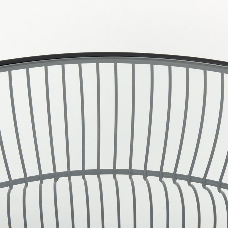 Round Black Iron Cage Coffee Table with Glass Top