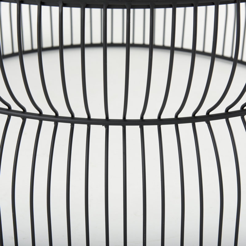 Round Black Iron Cage Coffee Table with Glass Top