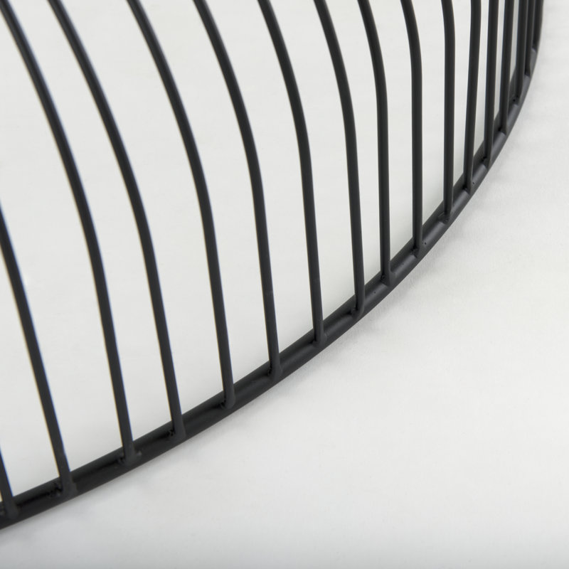 Round Black Iron Cage Coffee Table with Glass Top