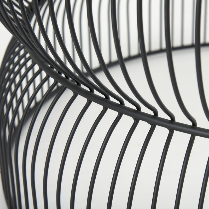 Round Black Iron Cage Coffee Table with Glass Top