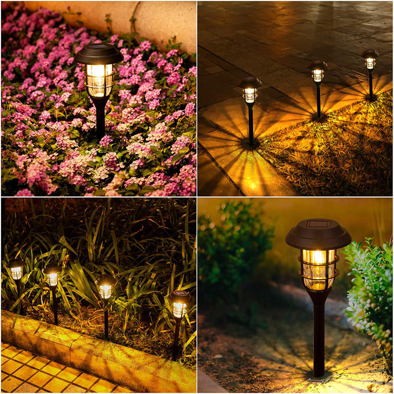 Clear Plastic Solar LED Pathway Lights with Dusk-to-Dawn Sensor, 8-Pack