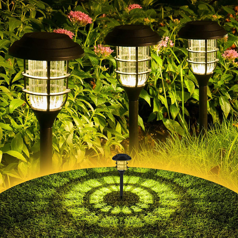 Clear Plastic Solar LED Pathway Lights with Dusk-to-Dawn Sensor, 8-Pack