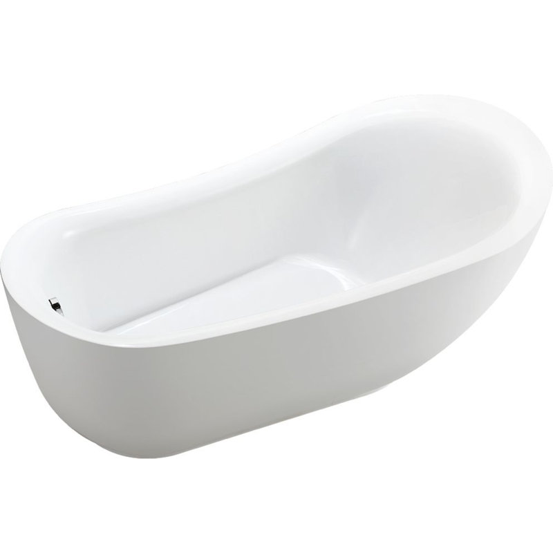 71'' White Acrylic Freestanding Soaking Bathtub