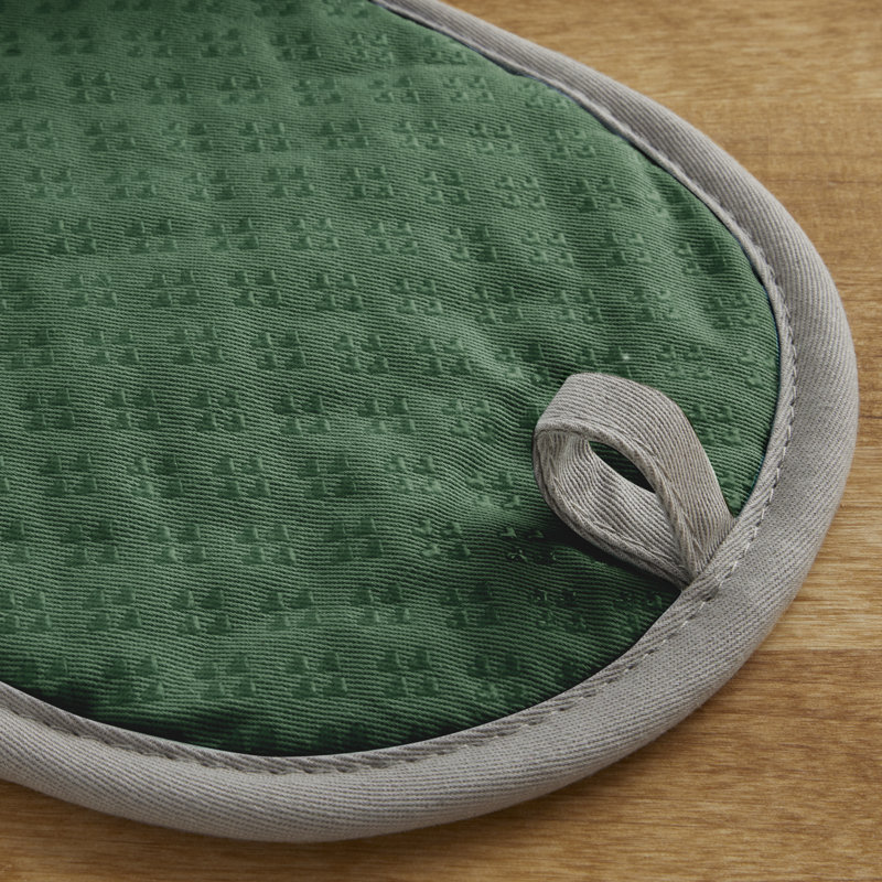 Asteroid Dark Green Silicone Grip Oval Pot Holder Set