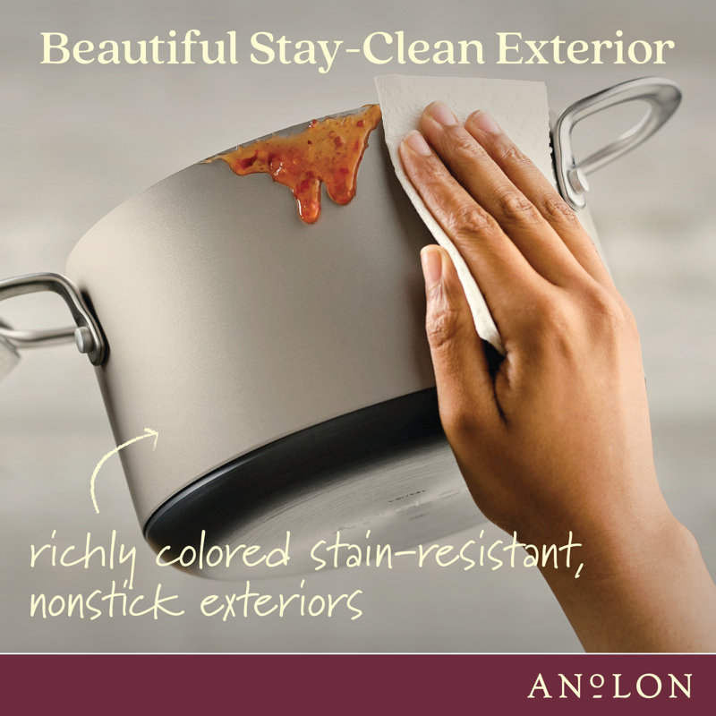 Silver Anodized Aluminum Nonstick Saucepot with Glass Lid, 4 Quart