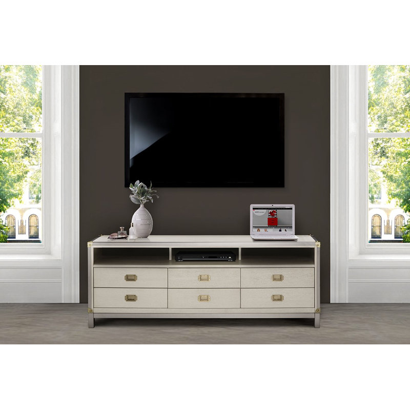 Menlo Station 70.5'' White Transitional Media Console with Cabinet