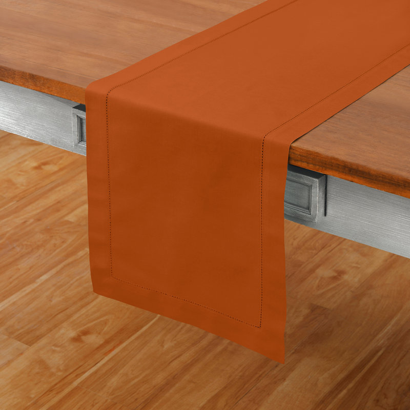 Aqua Cotton Linen Hemstitch Table Runner 108 Inches