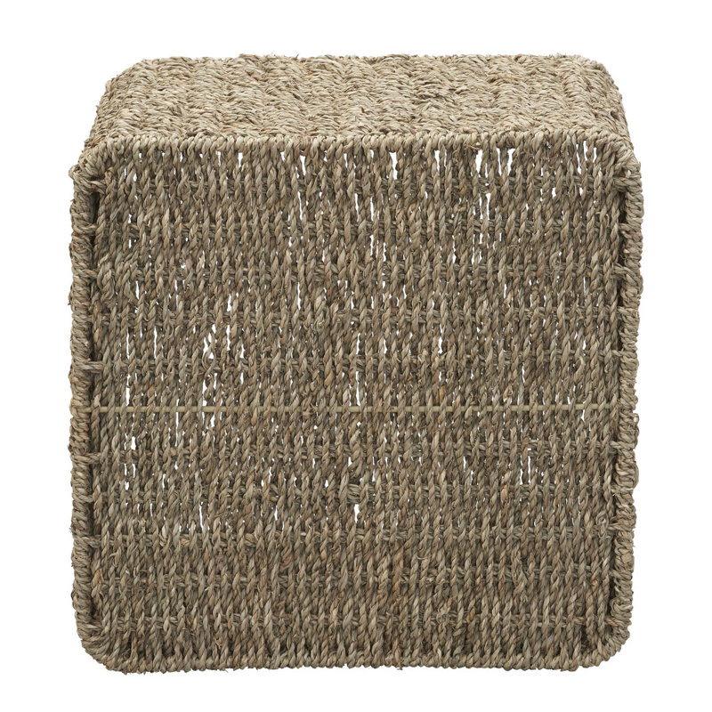 Natural Seagrass Square Wicker Basket with Metal Handles