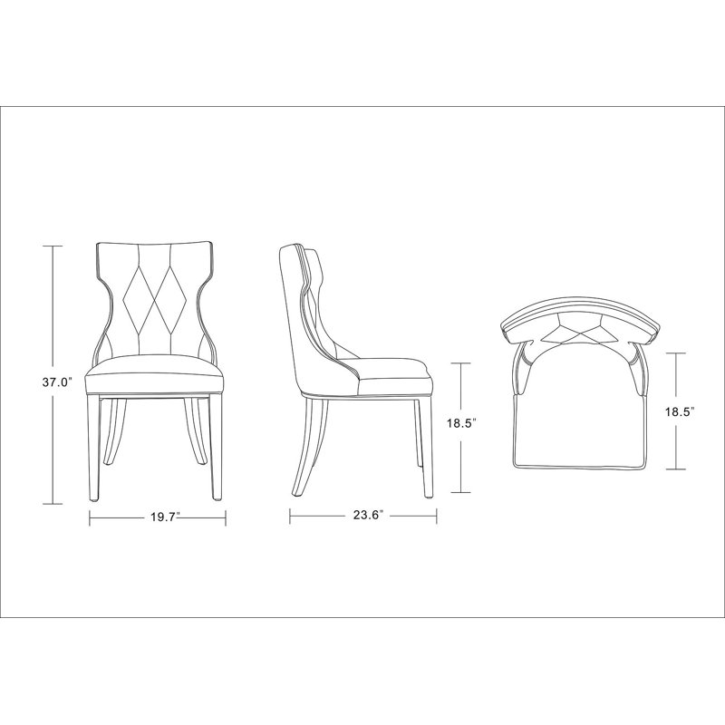 Luxurious Gray Velvet Wing-Back Side Chair with Walnut Wood Legs